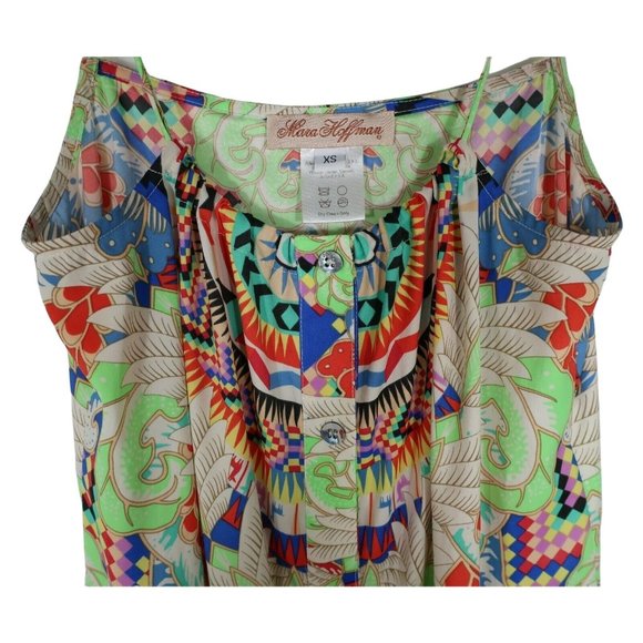 Mara Hoffman Jungle Trip Green Easy Button Front Maxi Dress Extra Small XS - Picture 7 of 9